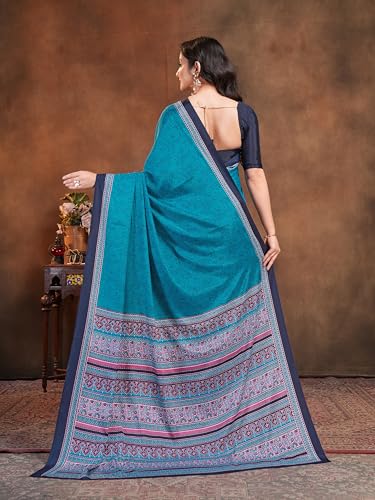 Image of Garden Vareli Floral Booti Print Crepe Saree With Unstitched Blouse Piece