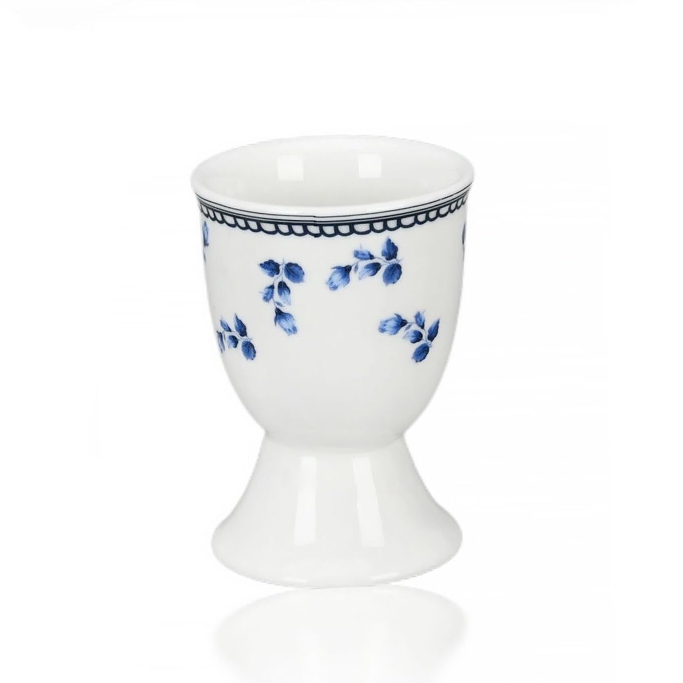 Porcelain Single Egg Cup, Porcelain Holder Breakfast Boiled Cooking: Easy to Clean, Glaze Safety Ceramics Soft Boiled Egg Holder, Breakfast Kitchen Cooking. (Vintage Indigo Set of 4)
