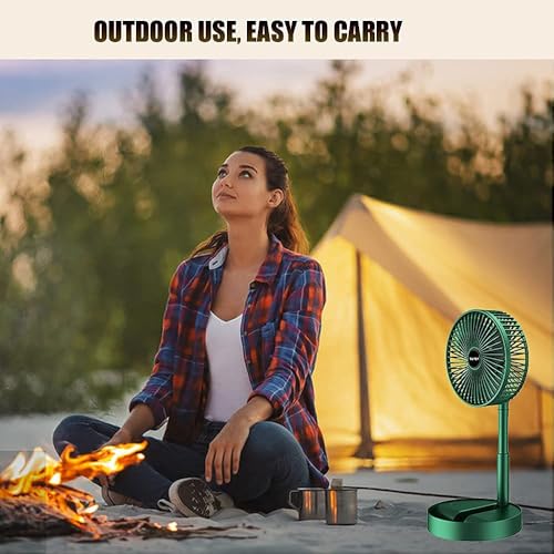 Image of Juilist Portable Mini Usb Fan High Speed, Foldable Cooling Fans For Travelling, Baby, Kids, Table, Indoor | Small Electric Makeup Fan For Face, Summer Gadgets Desk Fan with 3 Speeds, 6.5-Inch, Green