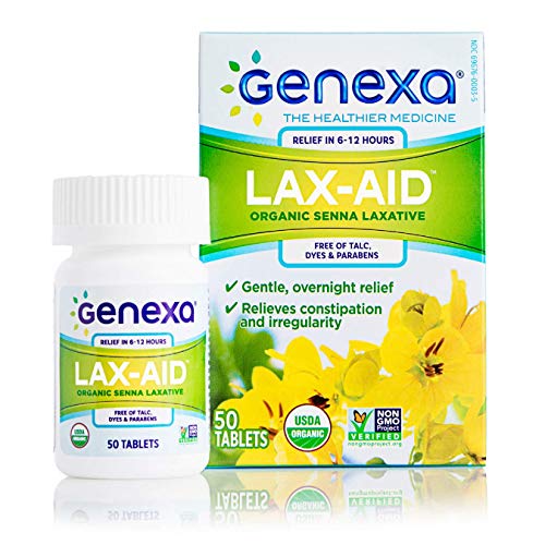 Genexa Lax-Aid for Adults | Effective Overnight Laxative | Certified Organic | Free