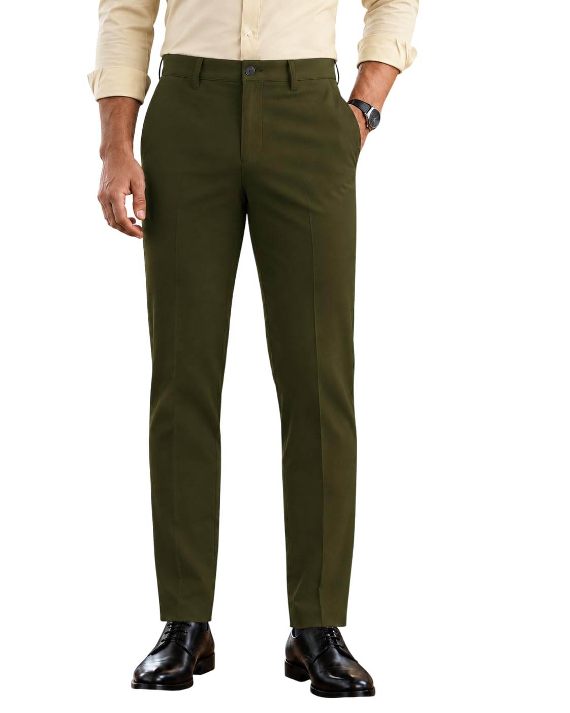 SaintX Men's Premium 4-Way Stretchable Formal Summer Pants | Stylish Slim Fit Multi-Purpose Athleisure Trousers | Business Casual Office/Anytime Wear | Ultra Soft Feather Touch Sunscreen Fabric