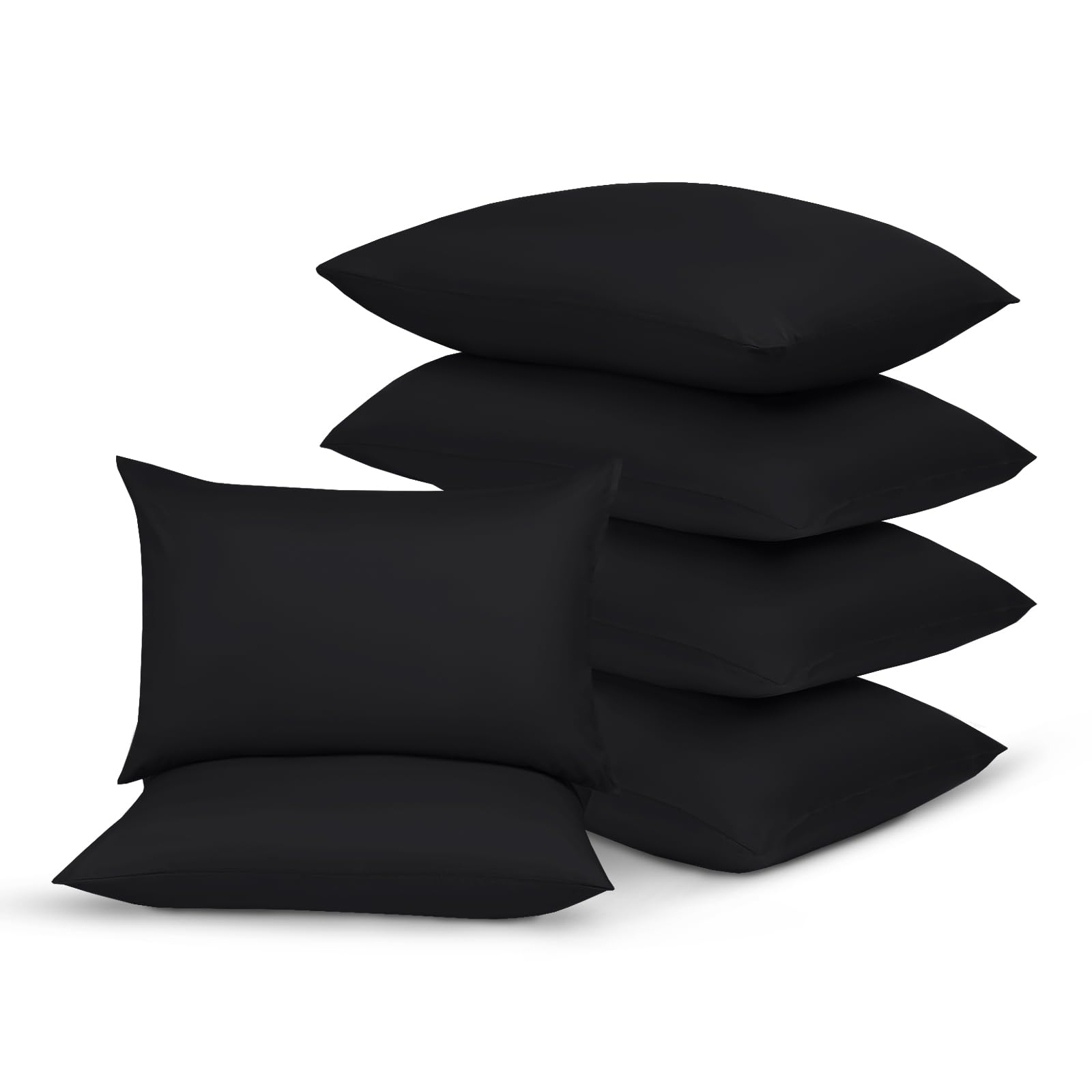 Yorkshire Bedding Black Pillow Cases 6 Pack 100% Soft Brushed Microfiber Pillowcases with Envelope Closure- Fade & Stain Resistant Housewife Pillow Case 50 X 75 Cm