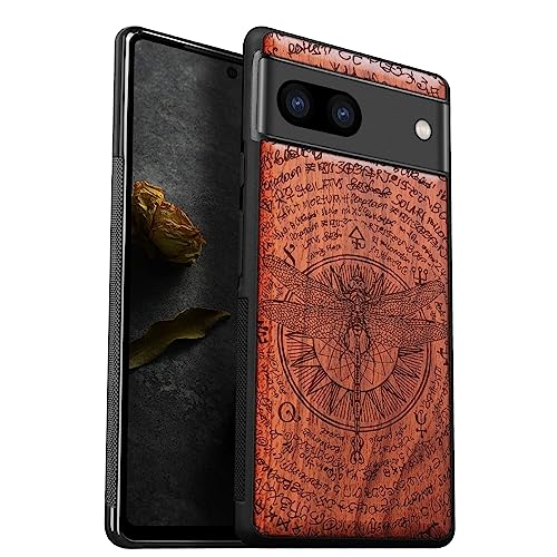 Coque Pixel 7a bois rosé et libellule pour style artistique