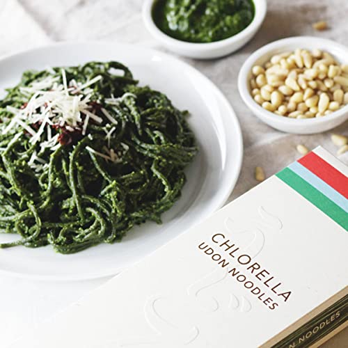 Sun Chlorella Japanese Udon Noodles Chlorella Green Algae Instant Healthy Boost For Soup, Pasta, Stir Fry Bowls - Dry, Ready To Cook - Vegan, Vegetarian - 7.8 Oz (4 Servings) #TOP4