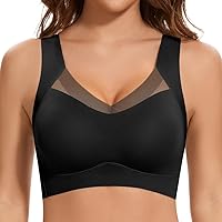 Jiuday BH ohne Bügel Große Brüste Nahtloser Comfit Sport BHS Bustier Damen Gepolstert Spitze Soft Bügelloser Push Up Haltungskorrektur Bra (Schwarz,L)