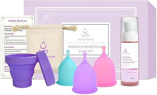 Copa Kit menstrual, 1 Copa Hipoalergenica. 1 Taza esterilizadora, 1 Enjuague Vaginal (Pequeño, Azul)