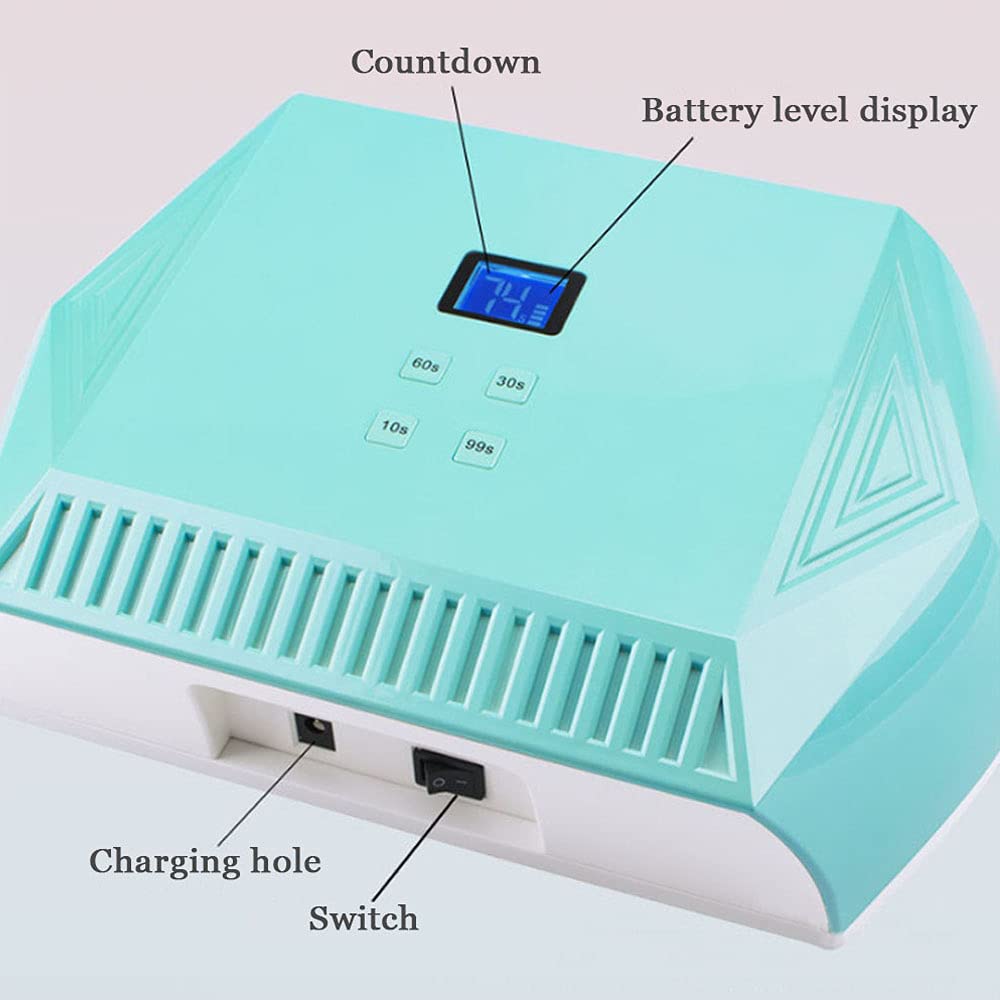 lamparas para uñas. Lámpara de uñas LED inalámbrica de 128 W, secador de uñas inalámbrico, luz rizadora de esmalte de uñas de secado rápido de 10000 mAh, herramientas de arte de uñas de gel profesiona