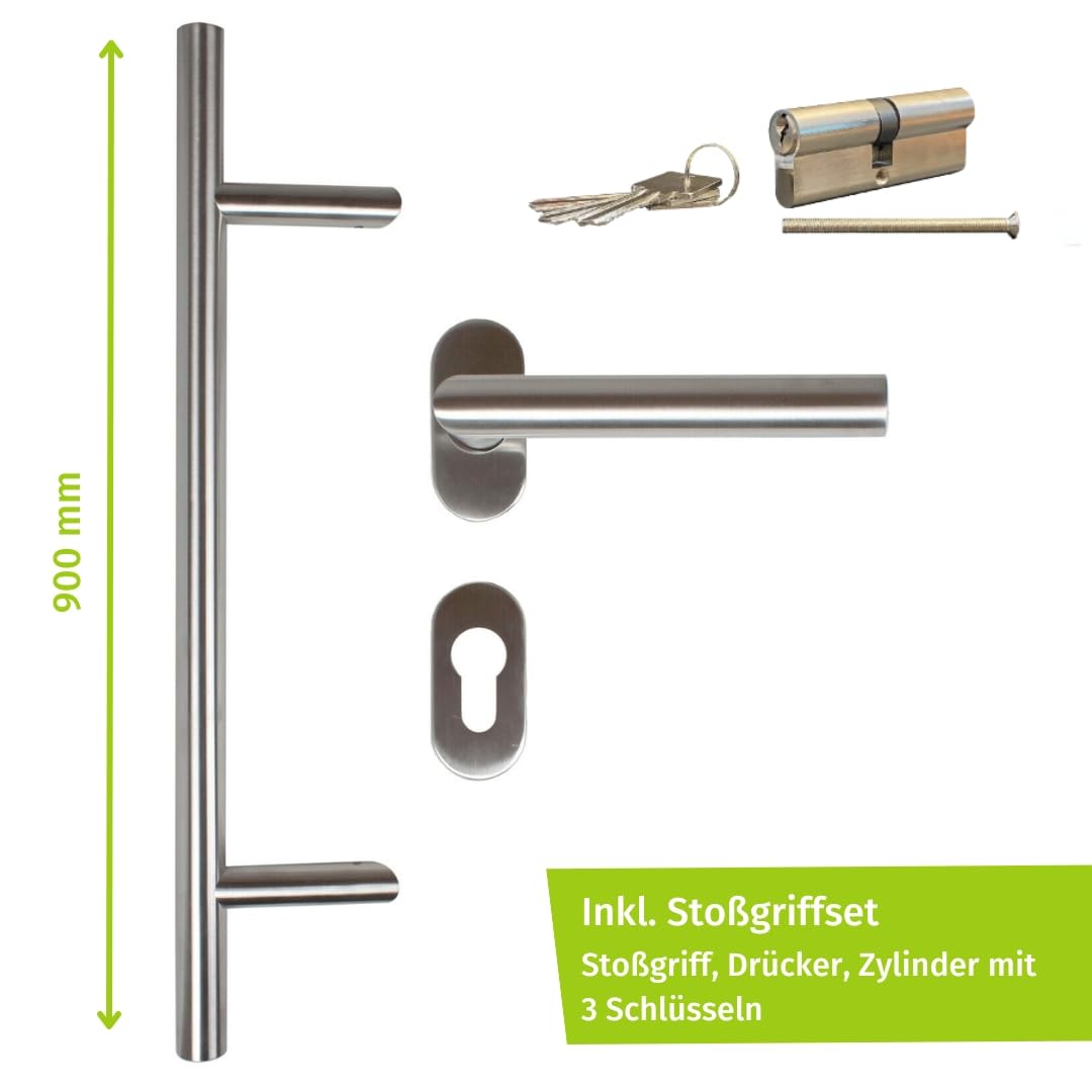 HORI Haustür Eingangstür Komplettset – Robuste Hauseingangstür mit moderner Optik, hoher Wärmedämmung & Sicherheit, Farbe: anthrazit (innen weiß) - DIN links - Modell: Frame - 198 x 98 cm