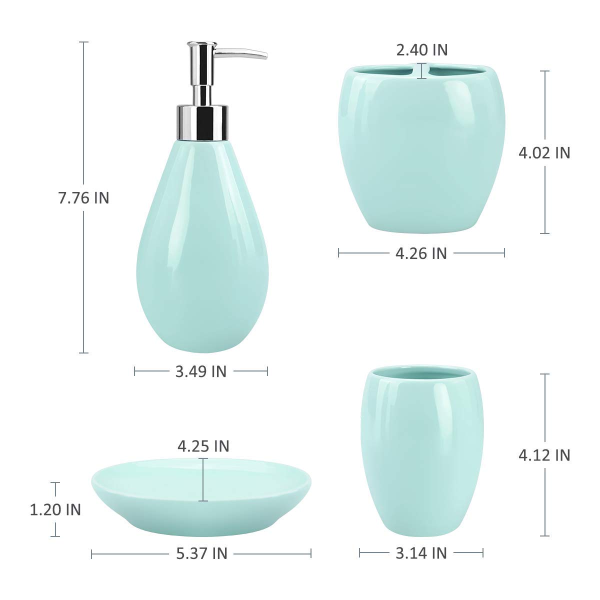 4-teiliges Badezimmer-Set Aus Keramik – Tropisches Blätter-Design Mit Seifenspender & Halter