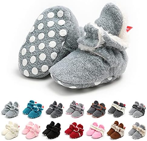 TMEOG Unisex-Baby Krabbelschuhe Winterschuhe Wollschuhe Neugeborenes Stiefel Booties Gefütterte Boots für Baby 0-18Monate