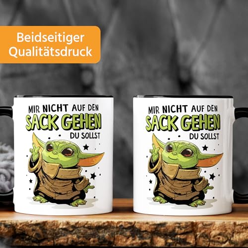 MoonWorks Kaffee-Tasse mit Spruch Mir nicht auf den Sack gehen du sollst Baby Bürotasse lustige Kaffeebecher Weiss-innen-schwarz standard – Ansicht 3