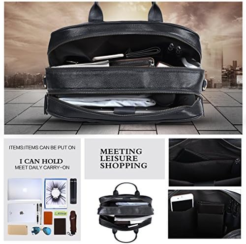 Leathario Leather briefcases for Men briefcases Laptop Bag Genuine Leather Messenger Bag 15.6 Inch Laptop Shoulder Business Office Bag
