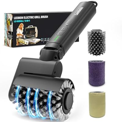 Leebein Electric Grill Brush for Outdoor, 2026 Upgraded BBQ Grill Cleaner with 3 Heads, 3-Speed & Angle Adjust Cordless Rotary Grill Brush, 150Mins Runtime Grill Cleaning Brush for Barbecue Grates