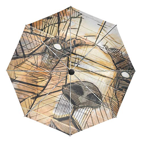 Preisvergleich Produktbild MNSRUU Kompakter Regenschirm, Hund Graffiti Wand Reise Winddicht, Automatischer Regenschirm, tragbar, faltbar, leichtes Design