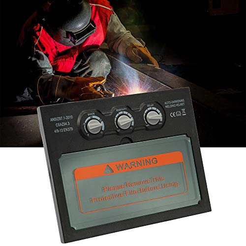 KKmoon Solar Energy Auto Darkening Welding Helmet Mask Welder Cap Lens Filter Automatic Shade Mask Goggles Lens for TIG MIG MAG MMA Soldering Cap with Adjustable Sensitivity Delay Time