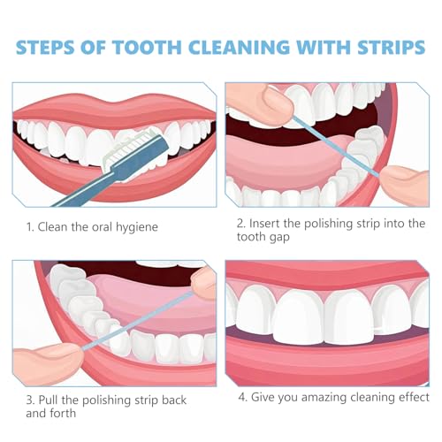 60 Pcs Zahnschleifpapier für Zwischenräume, 4 Farben Zahn Schleifpapier, Dental Polierstreifen für Die Tiefenreinigung Der (4mm x 150mm)