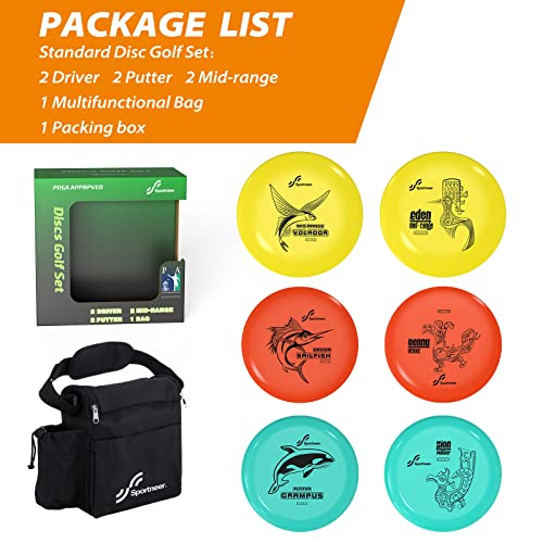 Sportneer Flying Disc Golf Set, Outdoor Sports Golf Discs with Portable Carrying Bag, Yellow(171g) Blue(164g) Red(165g) - Image 3