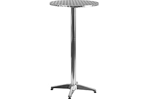 Flash Furniture 23.25" Mellie Round Aluminum Indoor-Outdoor Bar Height Flip Table