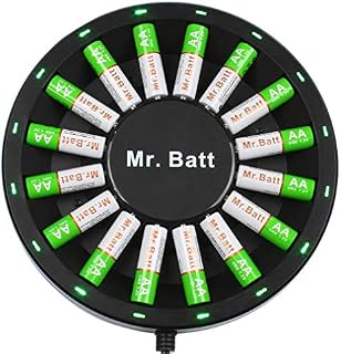 Mr.Batt NiMH Rechargeable AA Batteries (16 Pack) with AA AAA Battery Charger