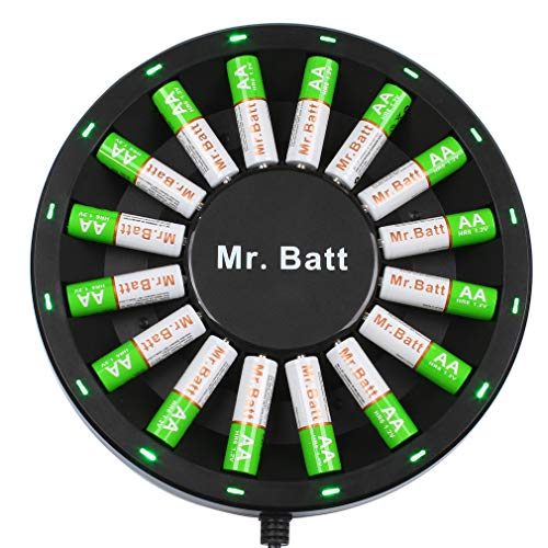 Mr.Batt NiMH Rechargeable AA Batteries (16 Pack) with AA AAA Battery Charger