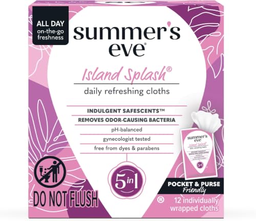 Image of Summer's Eve Feminine Wipes, Island Splash, 12 Count, 5 Pack | Removes Odor | pH Balanced | Daily Refreshing