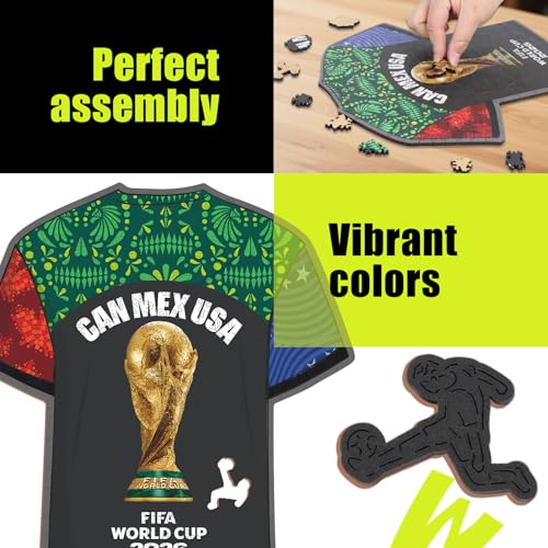 Image of Official FIFA World Cup 2026 CAN MEX USA T-Shirt Puzzles for Adults, 200 Pieces Football Merchandise Wooden Puzzles, Unique Soccer Gifts for Fans, Collectors Puzzle, Sports Souvenirs