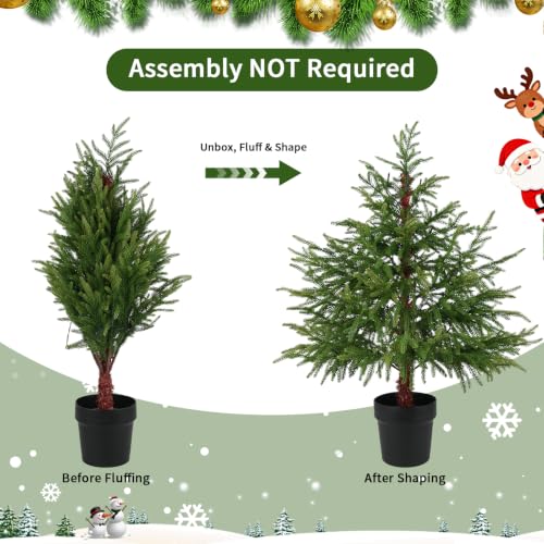 3FT Pre-Lit Artificial Norfolk Pine Christmas Tree, Holiday Décor - Image 3