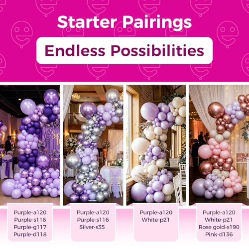 Image of Bezente Pearl Lavender Latex Party Balloons - 100 Pack 12 inch Round Helium Pearl Light Pastel Purple Lilac Balloons for Bachelorette Fairy Girl Wedding Engagement Birthday Party Decorations