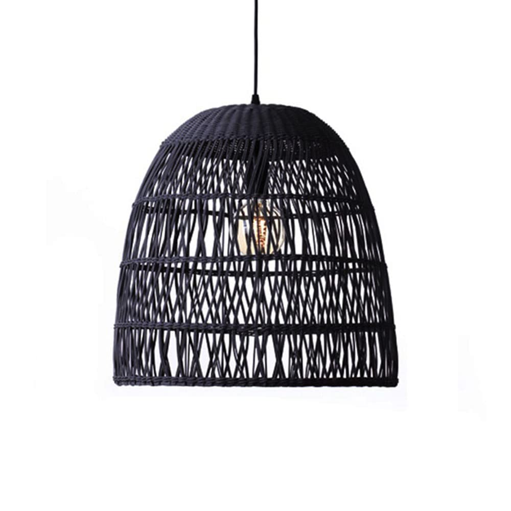 Lustre en bambou à 1 lumière et suspension en osier tressé main
