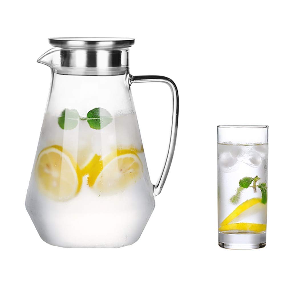 Dzbanek na wodę, dzbanek filtrujący 1,5 l/2 l, zestaw dzbanków na sok, szklany dzbanek o dużej pojemności, domowy dzbanek chłodzący do domu, na sok, zimne lub gorące napoje, przezroczysty, B/12,5 x 21 x 8 cm