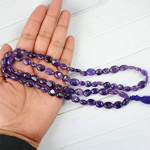 Image of Natural Oval Crystal Beads Mala Necklace Collection for Men & Women, Reiki Energized Gemstone Jewellery for Meditation, Mindful Living, Spiritual Decor & Everyday Fashion Styling