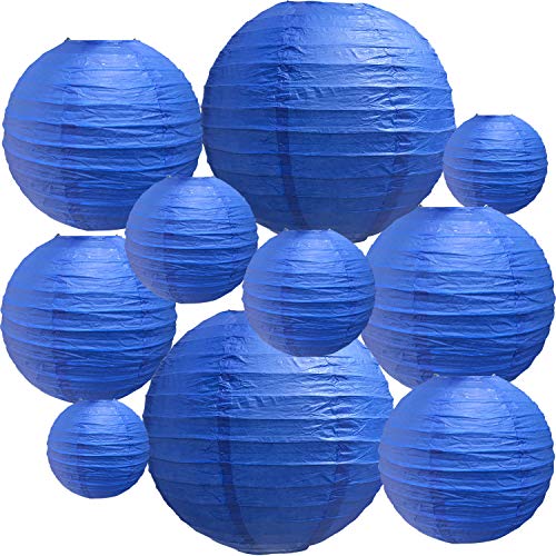 BEISHIDA Dark Blue Paper Lanterns 10Pcs 4/6/8/10/12 Inch Round Chinese Lamp