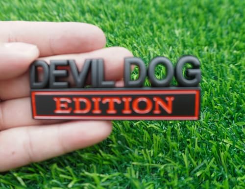 Image of 2pc Devil Dog Edition Emblem 3D Dog Edition Fender Tailgate Badges Bumper Decal Sticker Nameplate for Universal Vehicle, Car, Truck, SUV Motorcycle Accessories Decoration (Black Red)