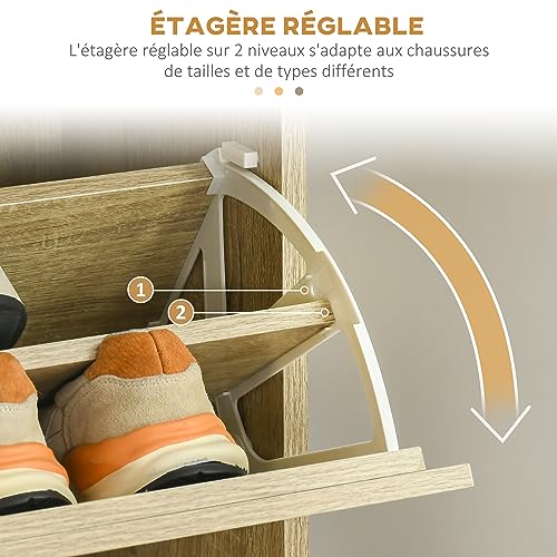 Meuble à chaussures 18 paires avec 3 compartiments à abattant robustes - 6