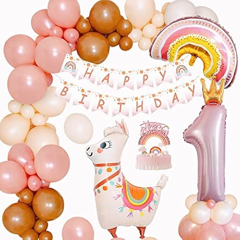 1st Birthday Decorations for Girls,Thinbal First Birthday Decorations Girl,Birthday Decoration for girls Boy,Animal Party decorations,Boho Blush Happy Birthday Banner for Baby Shower Decorations Girls Cover