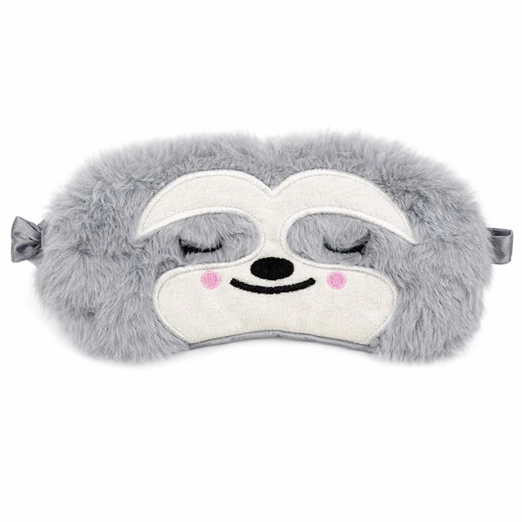 Blackout Sleep Masks, Soft Plush Eye Mask, Cute Sloth Animal Sleeping Mask for Girls Boys Women Men Kids, Eye Mask for Sleeping Travel Nap Night, Unisex (Grey)