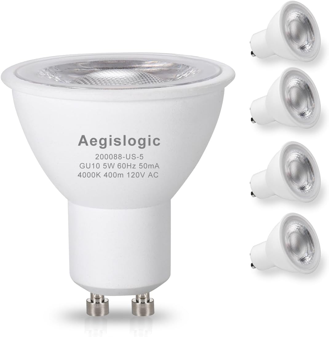 GU10 COB LED Light Bulbs Dimmable GU10 Bulb Replacement for Recessed Track Lighting 5W LED Bulbs with 40° Flood Beam 50W Halogen Equivalent Flicker Free GU10 Bulbs for Track Light (GU10-3000K, 5PCs)