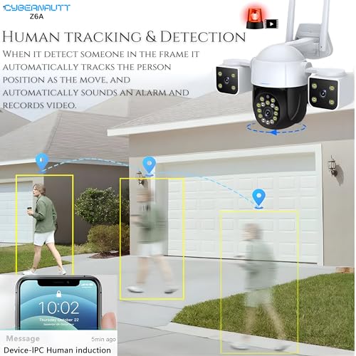 Image of XUGA Cybernautt Z6A 15MP Triple Lens WiFi Camera | 15MP triple-lens multi-angle viewing system. Features IP66 weatherproof shell, clear color night vision, and two-way talk.