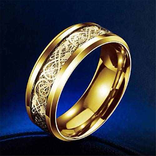 Image of HIJONES Unisex Carbide Fiber Celtic Dragon Spinner Ring Stainless Steel Wedding Spins Band