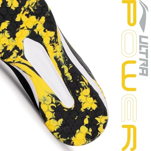 Image of Li-Ning Ultra Power Non-Marking Badminton Shoe|Indoor Sports|Stability Heel, Prototypical Sole, Lightweight Shoe (Black /Yellow,UK 1)
