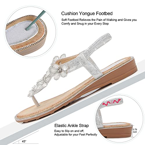 iCKER Women Sandals Rhinestone Dressy Casual Summer flat flip flops Comfortable Sandals3