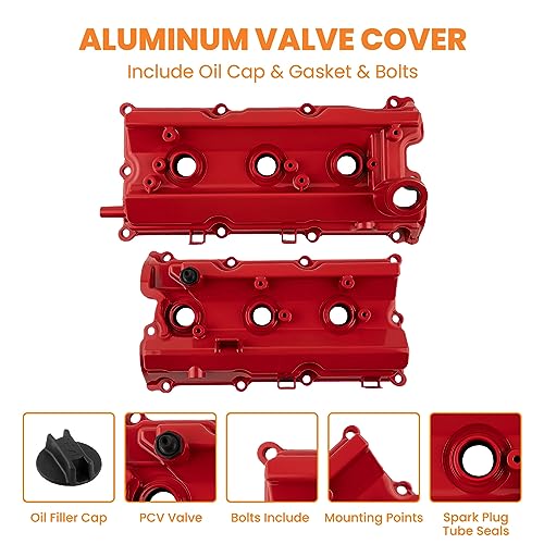 Image of maXpeedingrods Upgrade Aluminum Cylinder Head Engine Valve Cover Left & Right, for Infiniti FX35 G35 M35, for Nissan 350Z, VQ35DE 3.5L V6 2003-2008, Replace# 13264-AM610, 13264-AM600, with Gasket Kit