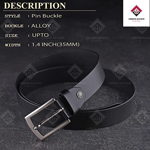 Image of Urban alfami Genuine Leather Belt for Men | SQ-104 | Size 28-46 (BLACK SQ104, 46)