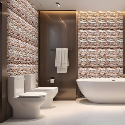 Image of WALLVEAR PE Foam Marble Wall Panel Sheet | Self Adhesive DIY Wall Covering (8, Brown)