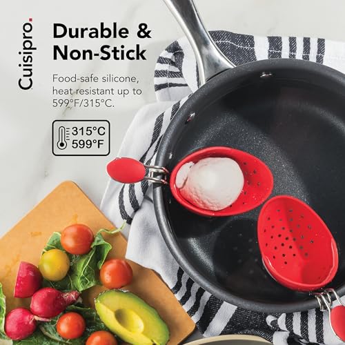 Cuisipro Silikon Eier Pochierer 2er-Set in Rot für perfektes Pochieren