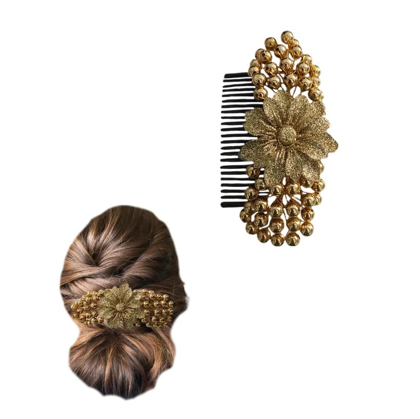 SAAVI COLLECTION Golden Color Artificial Short Single Flower Shimmering Attached with Golden Beads with Comb Hair Accessories Hair Brooch for Womens and Girls pack of 1 (B0CTVNS64G) Amazon Price History, Amazon Price Tracker