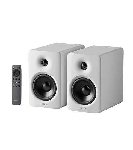 Edifier M90 Compact Bookshelf Speakers, Hi-Res Audio, LDAC, 100W RMS, White | Bluetooth 6.0, HDMI eARC/Optical/USB-C/AUX Inputs, Subwoofer Output with Remote Control for PC TV Turntable Record Player - White