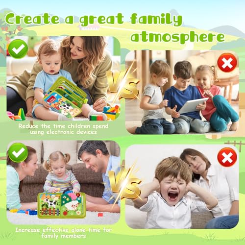 XEERUN Busy Board ab 1 Jahr, 3D Quiet-Book mit Bauernhof Thema, 20-in-1 Busy Book Filzbuch, Montessori Spielzeug ab 1 für Junge Mädchen, Kleinkinder Activity Board
