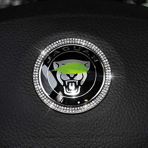 CARFIB Car Interior Bling Accessories for Jaguar XF XK-Series 2013 2014 2015 Steering Wheel Emblem Logo Ring Decals Sticker Cap Cover Parts Decoration Trim Men Women Zinc Alloy Crystal Sparkly Silver