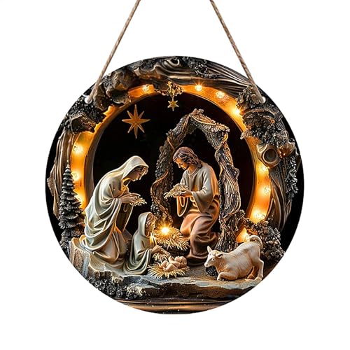 キリスト降誕のシーンのペンダント、キリスト降誕のシーンのクリスマス ツリーの装飾 | 木製クリスマスキリスト降誕シーンペンダント,クリスマスのキリスト降誕のシーン窓、暖炉、壁、木、ドア、炉棚用の詳細な彫刻装飾ツール。
